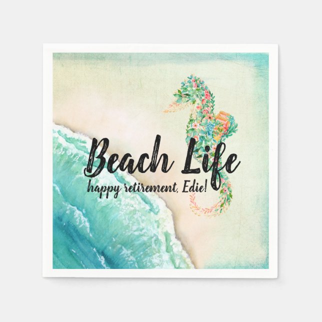 Saltwater Beach Life Seahorse  Napkins (Front)