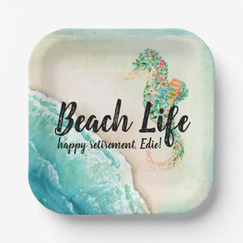 Saltwater Beach Life Seahorse Paper Plates