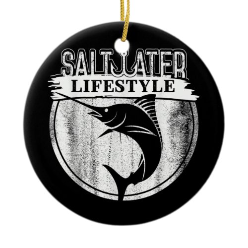Saltwater Deep Sea Fishing Angler Fisherman Sport Ceramic Ornament