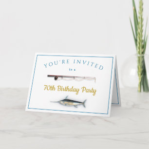 Saltwater Fishing Adult Male Birthday Party Invita Card