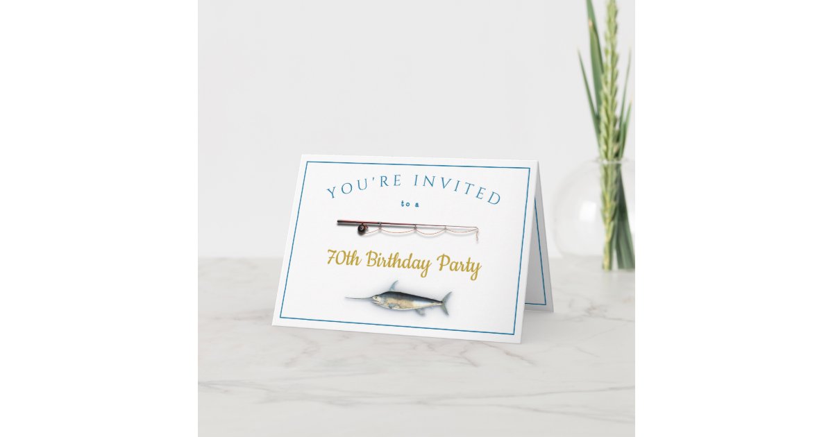 Saltwater Fishing Adult Male Birthday Party Invita Card