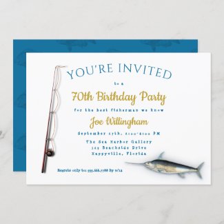 Saltwater Fishing Adult Male Birthday Party Invitation