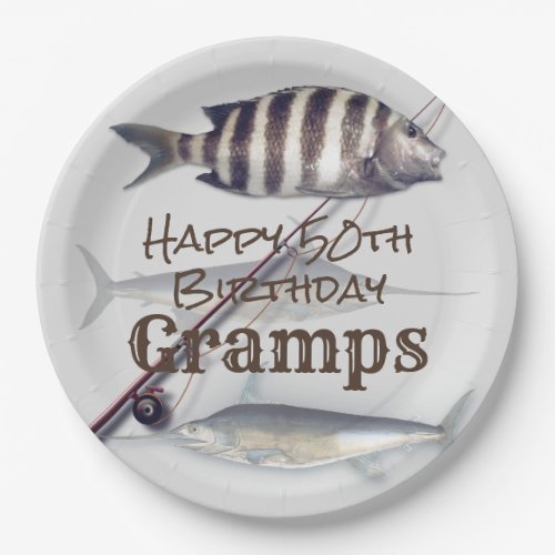 Saltwater Fishing Fishermans Birthday Party Paper Plates