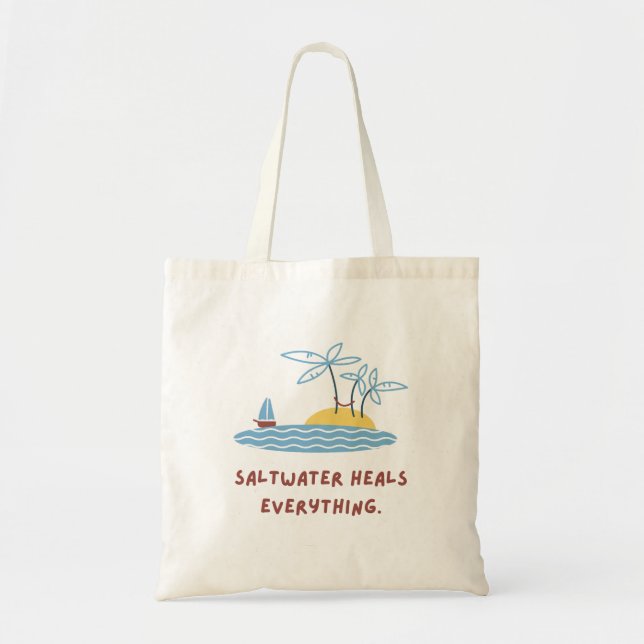 "Saltwater Heals Everything" Tote Bag (Front)