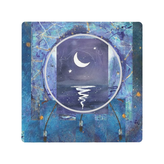 Saltwater Moon Dream Catcher Composite Girard Metal Print (Front)