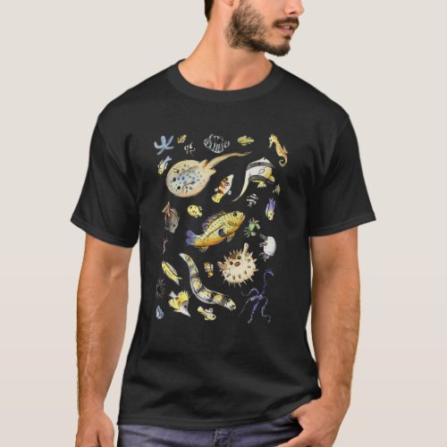 Saltwater Reef Aquarium Fish And Invertebrates In T_Shirt