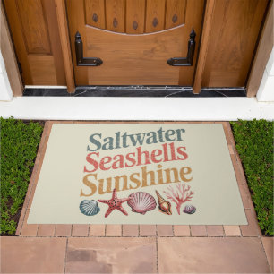 Saltwater Seashells Sunshine Summer Beach Vacation Doormat