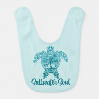 Saltwater Soul Tropical Sea Turtle with Palm Trees Baby Bib