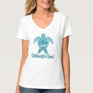 Saltwater Soul Tropical Sea Turtle with Palm Trees T-Shirt