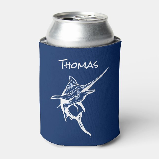 Saltwater Swordfish Nautical Can Coolers (Can Front)