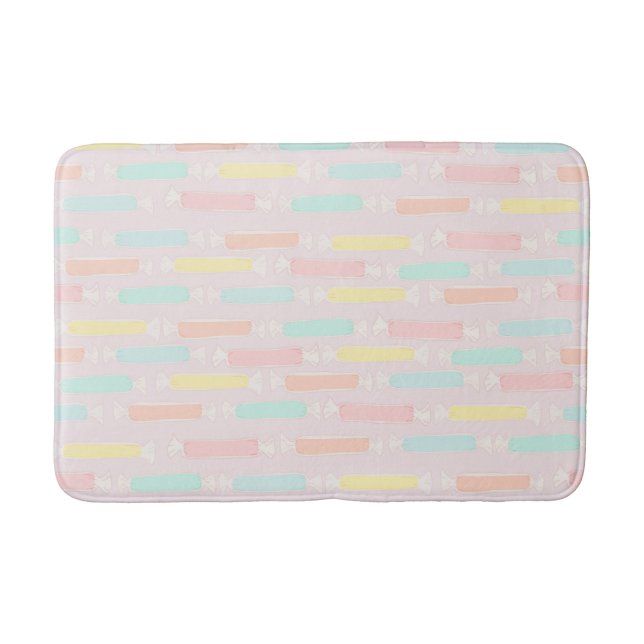 Saltwater Taffy Candy Pastel Patterned Bath Mat (Front)