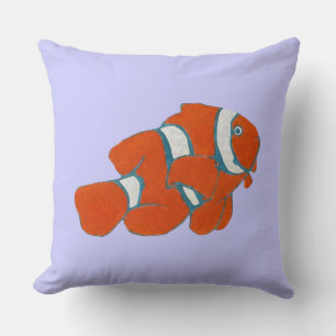 saltwater tropical clown fish throw pillow