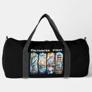 Saltwater Vibes Nautical Panels Duffle Bag