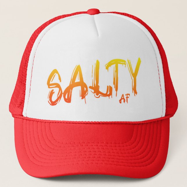 "Salty AF" logo Sunset Trucker Hat (Front)