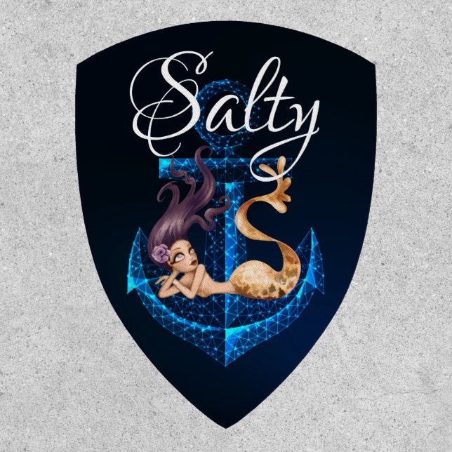 Salty ~ Anchor and Mermaid Sea Life Patch (Front)