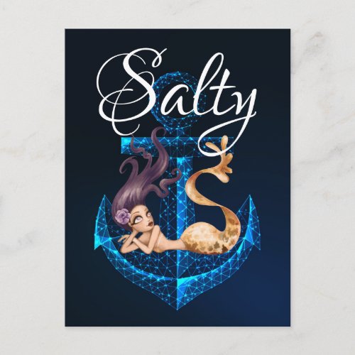 Salty  Anchor and Mermaid Sea Life Postcard