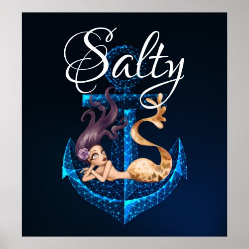 Salty  Anchor and Mermaid Sea Life Poster