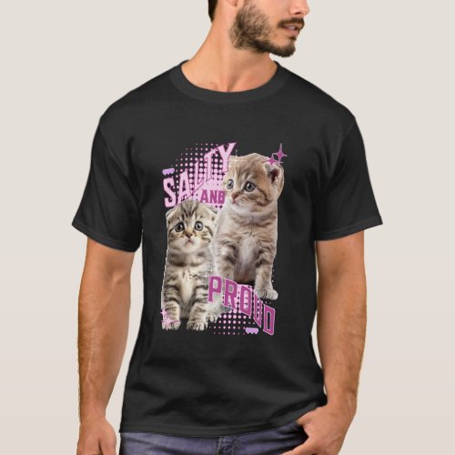 Salty and Proud Scottish Fold Kitten Y2K Cat Aesth T-Shirt