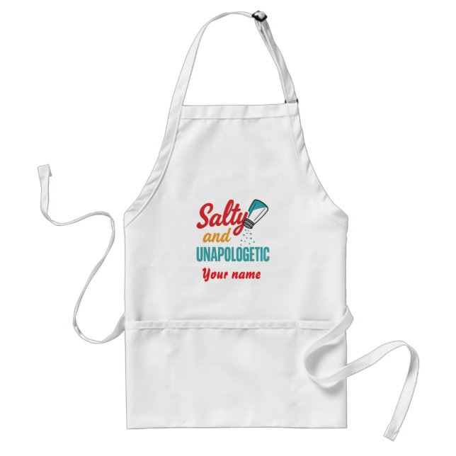 Salty and Unapologetic – Retro Diner Salt Shaker Adult Apron (Front)