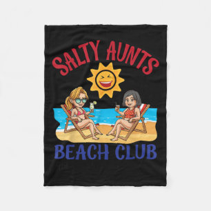 Salty Aunts Beach Club Summer Vacation Vibes 2025 Fleece Blanket
