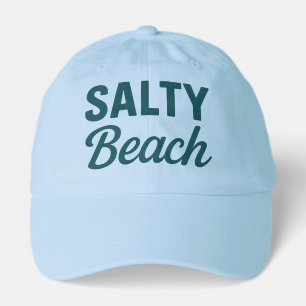 Salty Beach Life  Teal Blue Coastal Graphic Surf Hat