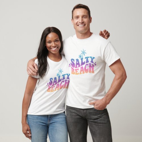 Salty Beach Retro Typography Summer Beach T_Shirt