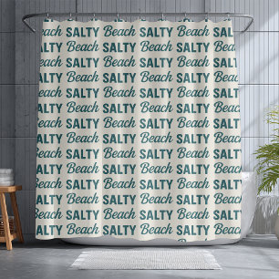 Salty Beach Sand & Teal Coastal Life Surf Graphic  Shower Curtain