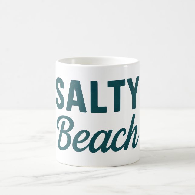 Salty Beach Teal Coastal Life Ocean Graphic Print Coffee Mug (Center)