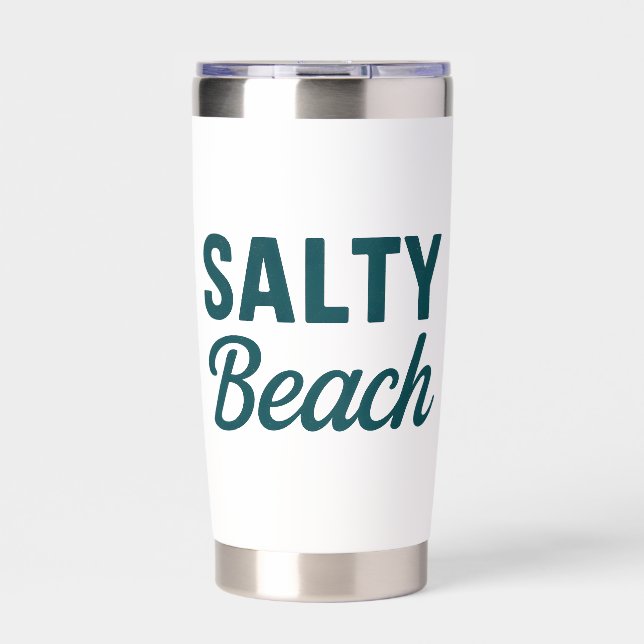 Salty Beach Teal Coastal Life Ocean Graphic Print Insulated Tumbler (Front)