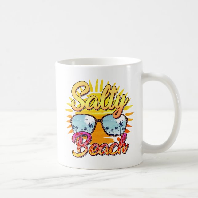 Salty Beach | Tropical Sun & Palm Tree Coffee Mug (Right)