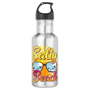 Salty Beach Tropical Sun & Palm Tree Stainless Steel Water Bottle