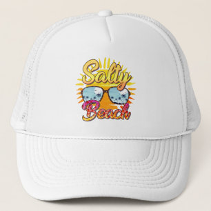 Salty Beach Tropical Sun & Palm Tree Trucker Hat