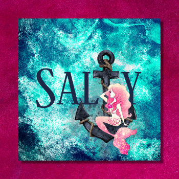Salty - Beautiful Mermaid And Anchor Nautical Poster by TheBeachBum at Zazzle