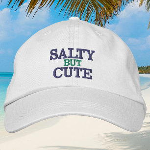 Salty But Cute / Navy & Green Preppy Beach Embroidered Baseball Cap