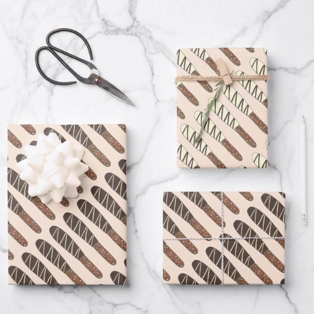 Salty Chocolate Covered Pretzel Sticks Junk Food Wrapping Paper Sheets (Front)