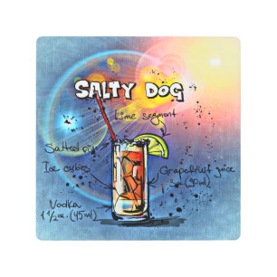 Salty Dog Cocktail (#6 of 12 Drink Recipe Sets) Metal Print