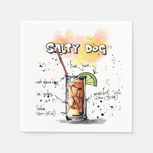Salty Dog Drink Recipe Cocktail Napkin (Front)
