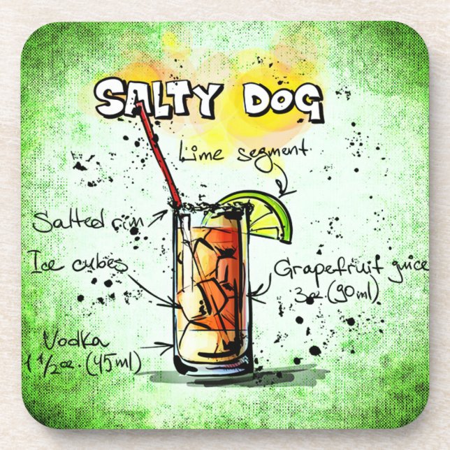 Salty Dog Drink Recipe Drink Coaster (Front)