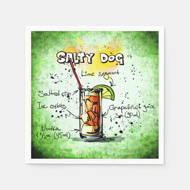 Salty Dog Drink Recipe Paper Napkins (Front)
