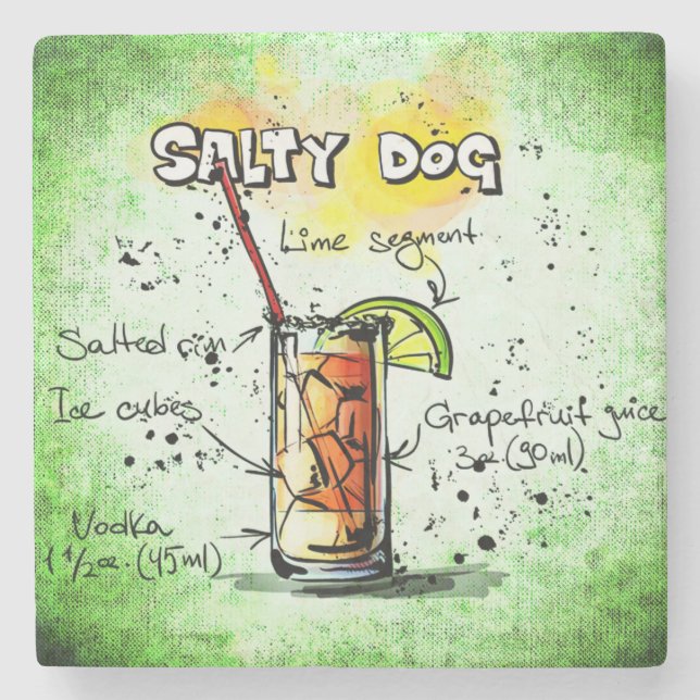 Salty Dog Drink Recipe Stone Coaster (Front)