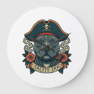 Salty Dog Pitbull Large Clock