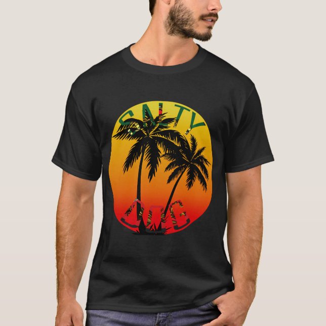 Salty Dog Sunset Palm Tree T-Shirt (Front)
