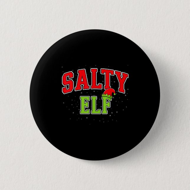 Salty Elf Christmas Family Matching Group Xmas  Button (Front)