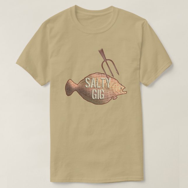 Salty Gig Flounder Fishing T-Shirt (Design Front)
