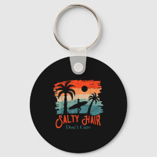 Salty Hair Don't Care Vintage Surfer  Keychain