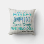 Salty Hair Sandy Toes Ocean Beach Quote Pillow at Zazzle