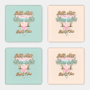 Salty Hair Sandy Toes Tropical Summer Beach Life  Coaster Set