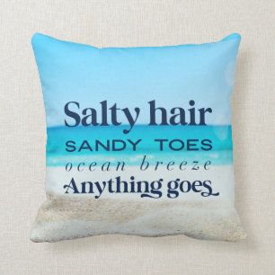 Salty Hari Sandy Toes Beach House Quote Throw Pillow