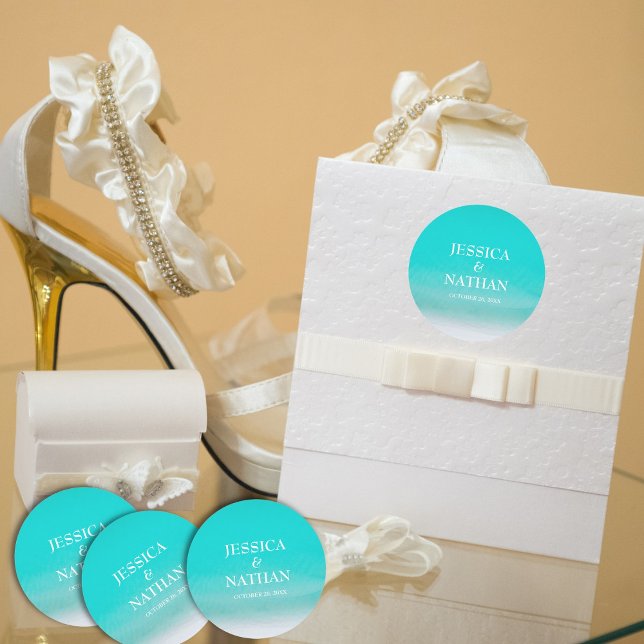 Salty Kisses I Niagara I Sandy Beach Wedding Classic Round Sticker (Creator Uploaded)