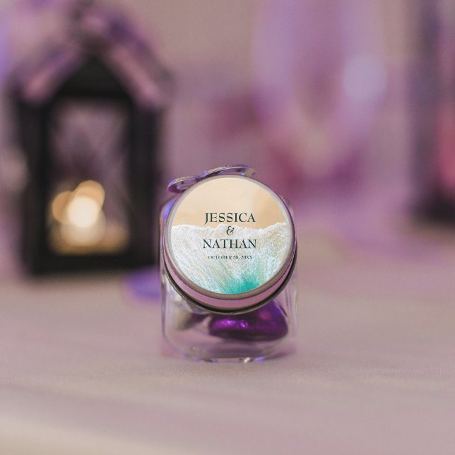 Salty Kisses I Teal I The Sandy Beach Wedding Classic Round Sticker (Creator Uploaded)